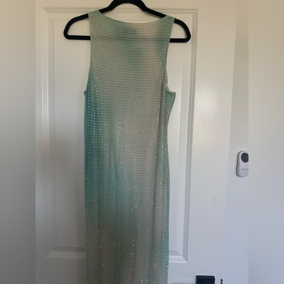 Self Portrait Green Contour Print Rhinestone Dress - Picture 10 of 17